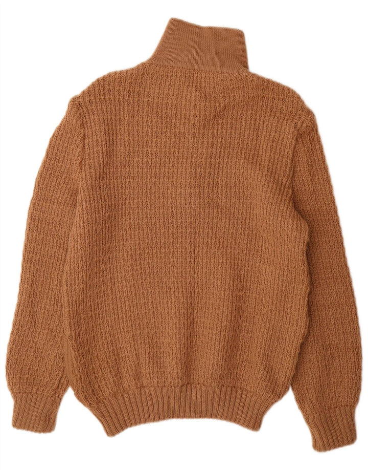 Maglione vintage da uomo con collo a bottoni marrone medio