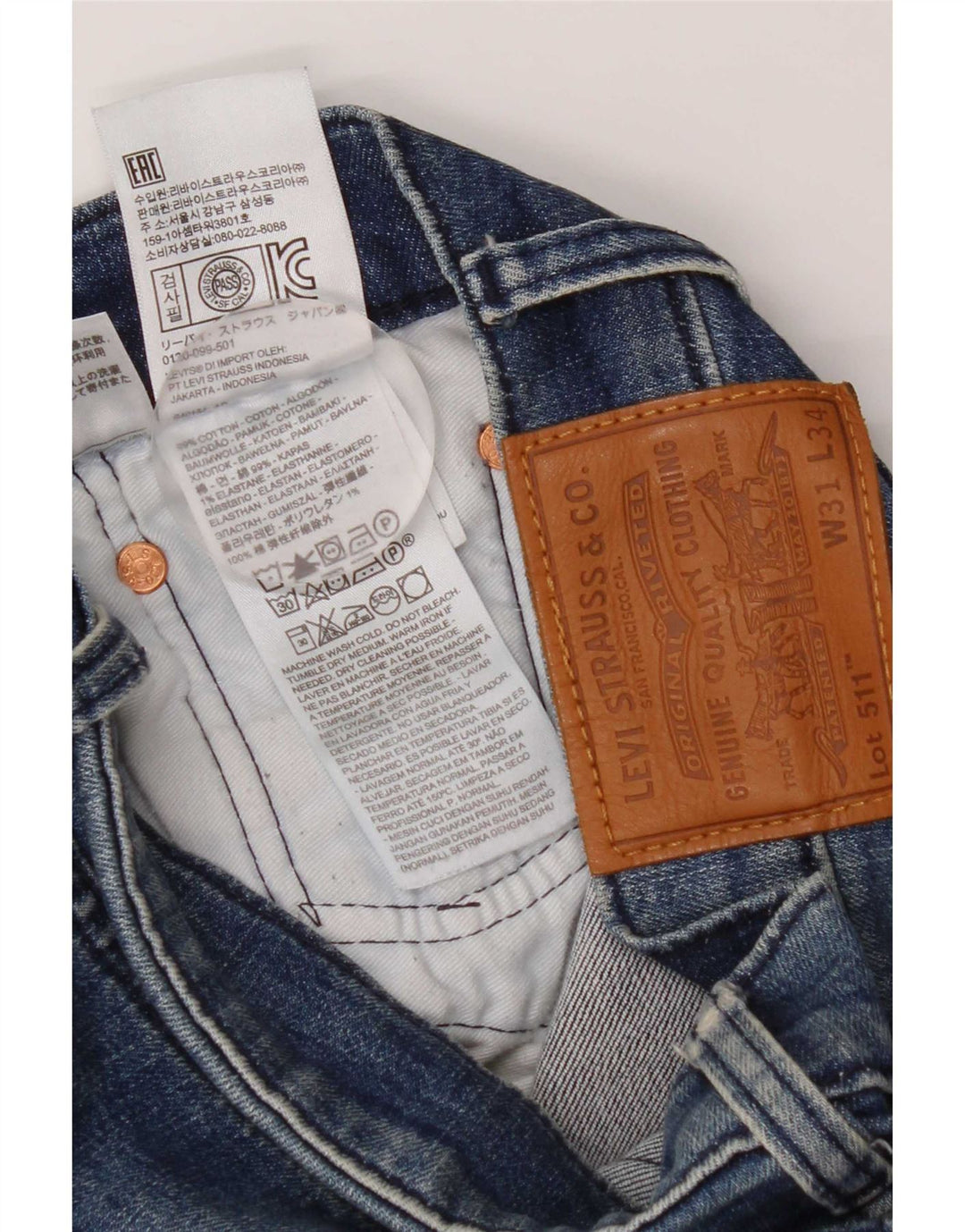 Jeans Levi's Uomo 511 Slim W31 L34 Cotone Blu