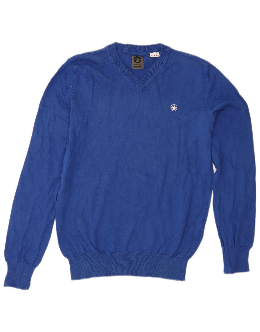 Maglione da uomo con scollo a V vestibilità regolare Murphy & Nye in cotone blu medio