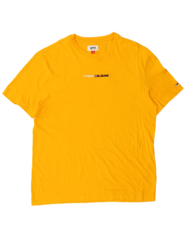 TOMMY HILFIGER Mens T-Shirt Top Large Yellow Cotton