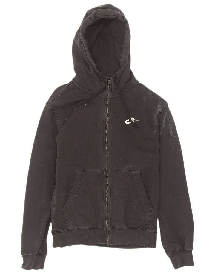 Felpa con cappuccio e zip Nike da uomo piccola in cotone nero