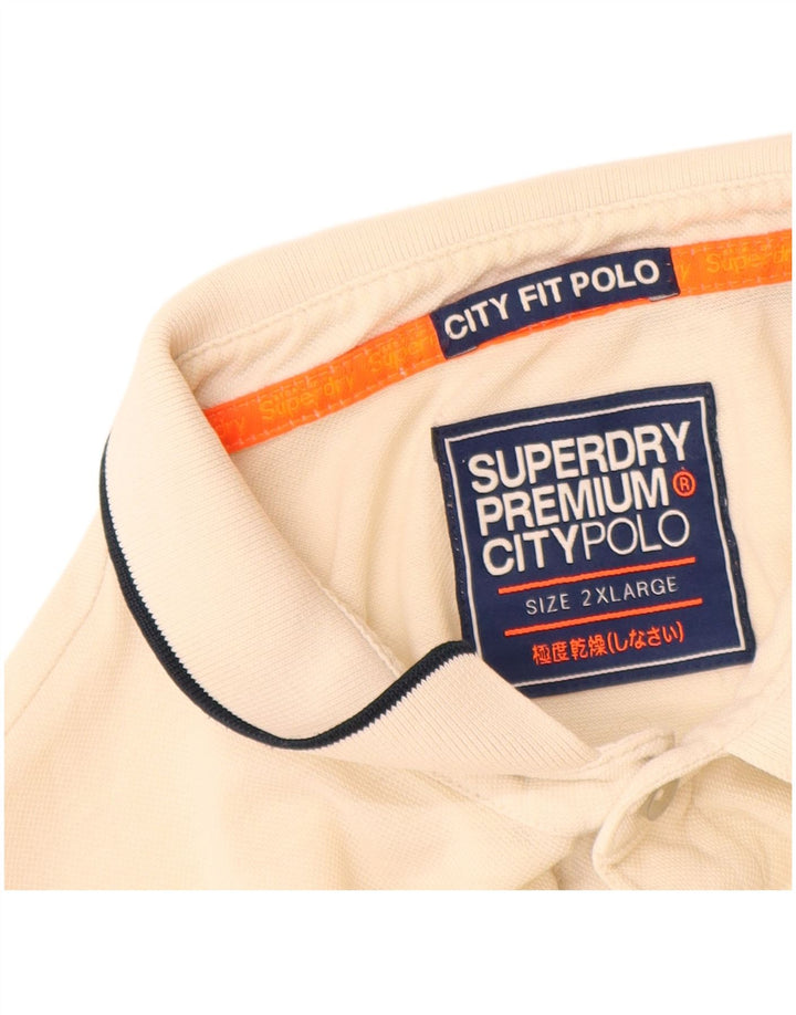 Polo da uomo Superdry 2XL in cotone bianco sporco