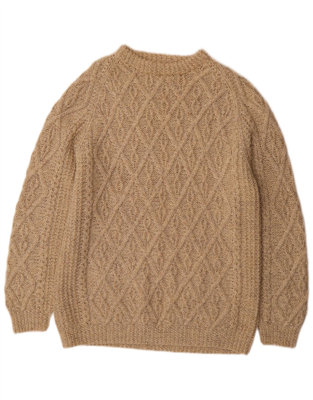 Maglione maglione girocollo da uomo vintage beige medio geometrico