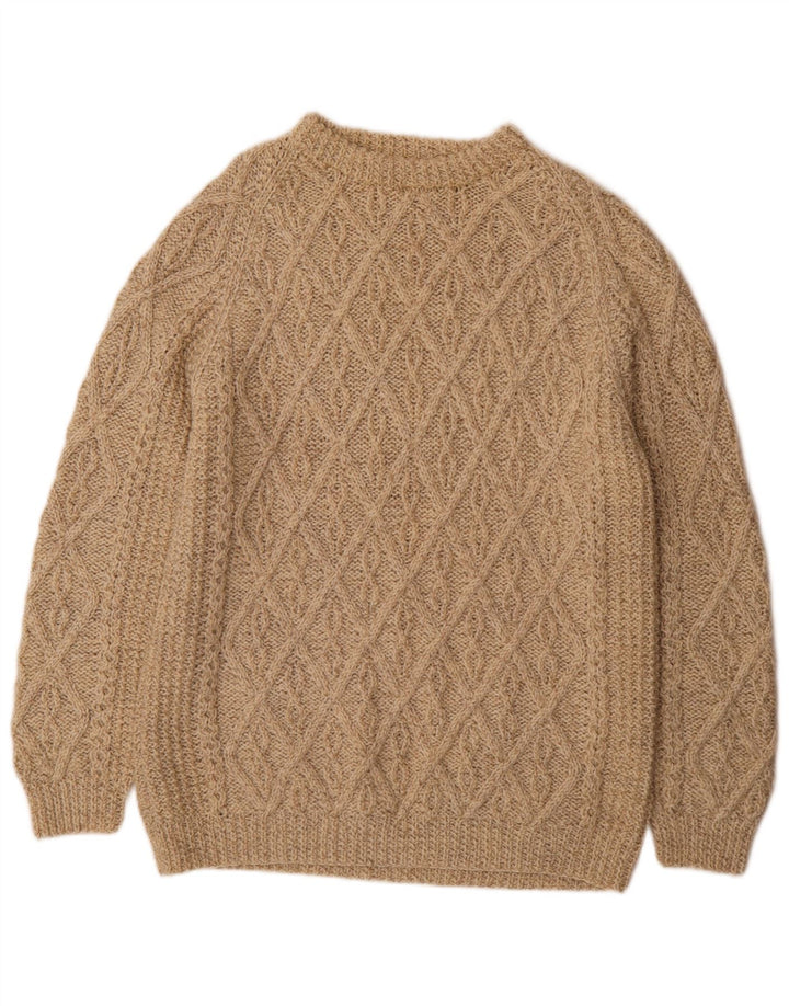 Maglione maglione girocollo da uomo vintage beige medio geometrico