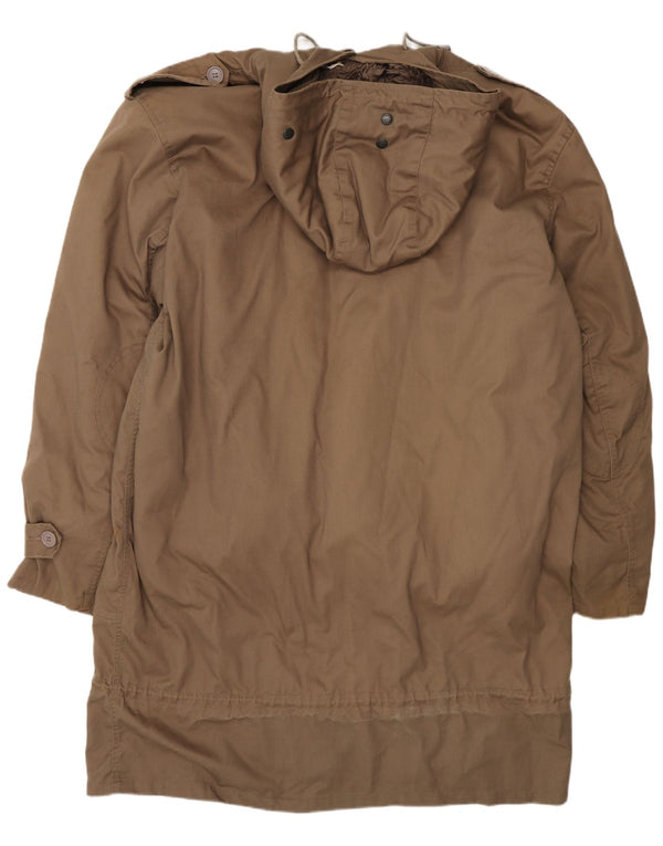 Soprabito militare con cappuccio da uomo vintage UK 44 2XL Poliestere beige