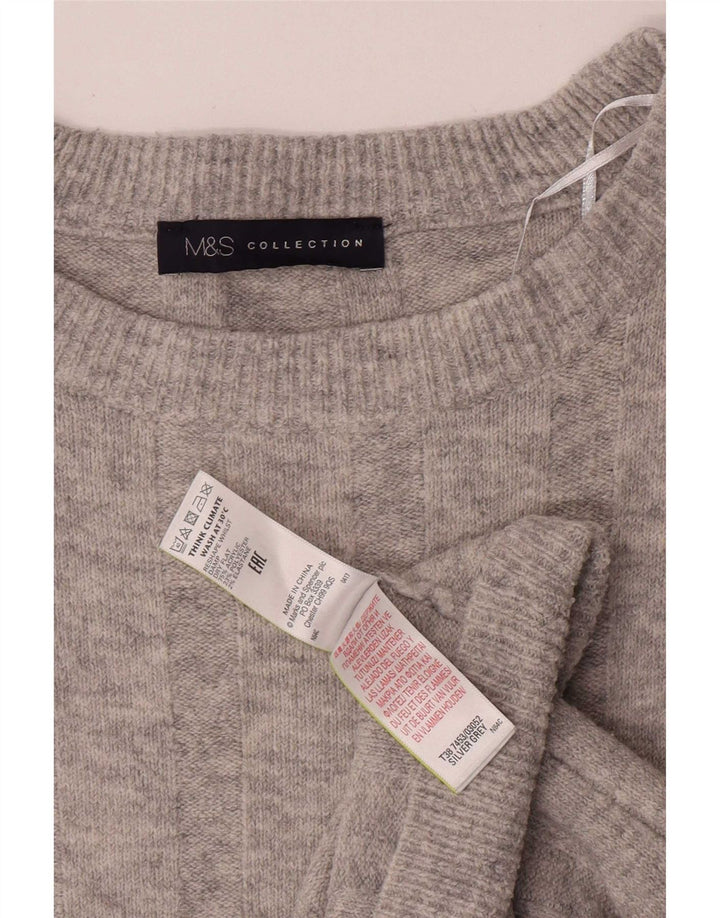 Maglione maglione oversize con scollo a barca da donna Marks & Spencer UK 10 piccolo grigio