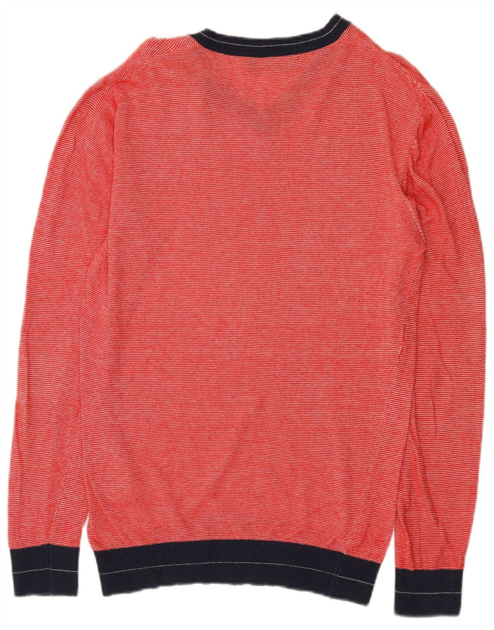 Maglione Zara da uomo con scollo a V grande rosso in viscosa color block