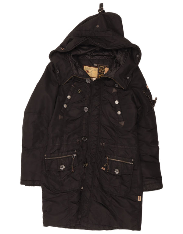 Cappotto imbottito con cappuccio da donna KHUJO UK 14 grande poliestere nero