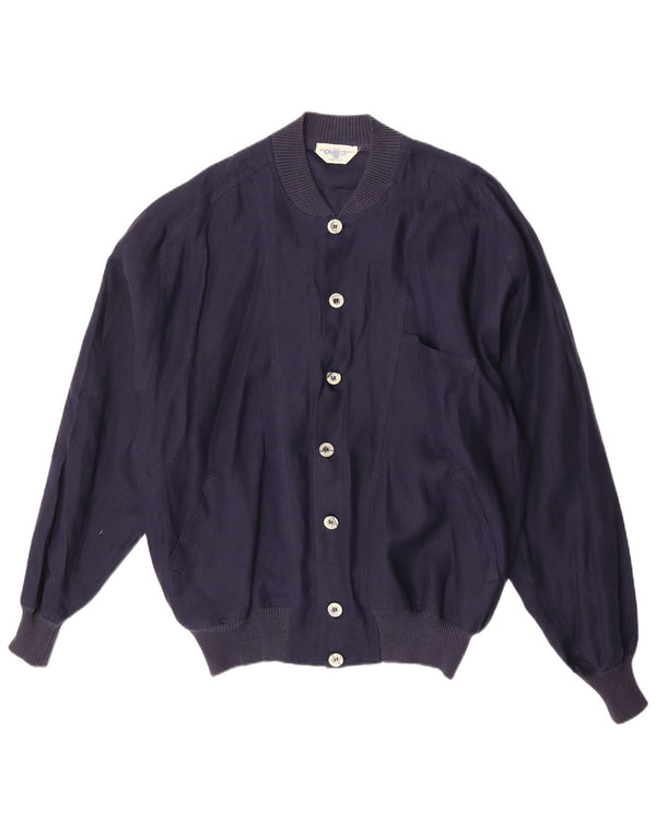 Avon Celli Giacca bomber da uomo vestibilità ampia IT 46 Small Lino blu navy