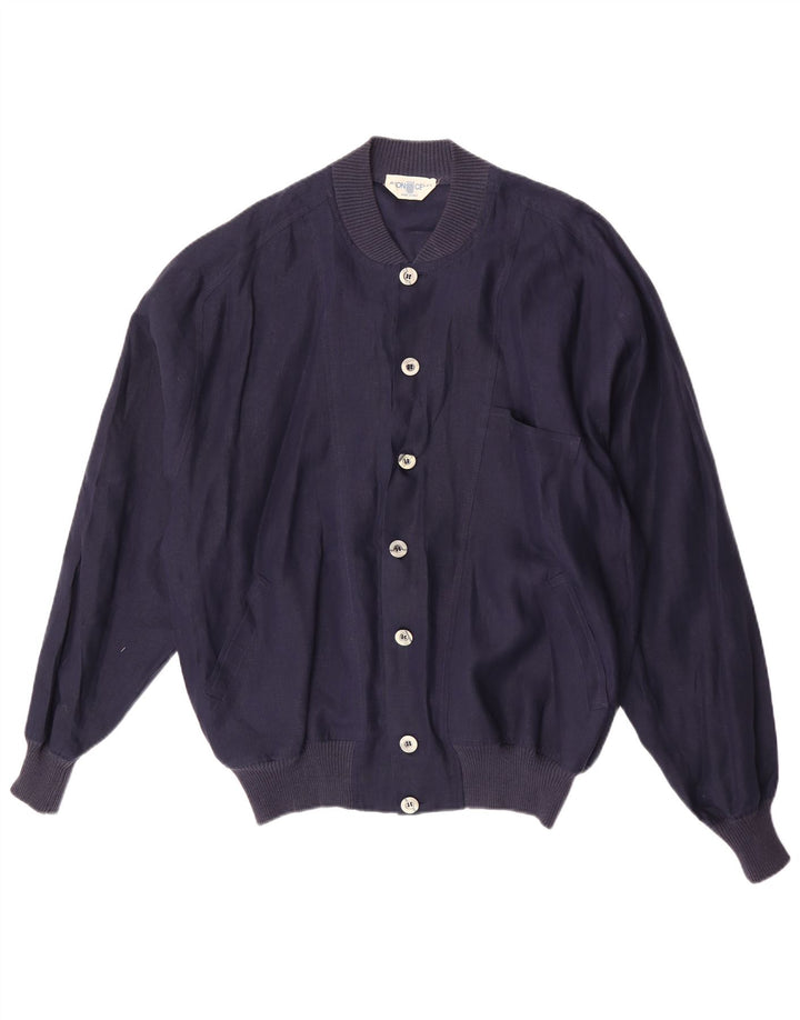 Avon Celli Giacca bomber da uomo vestibilità ampia IT 46 Small Lino blu navy