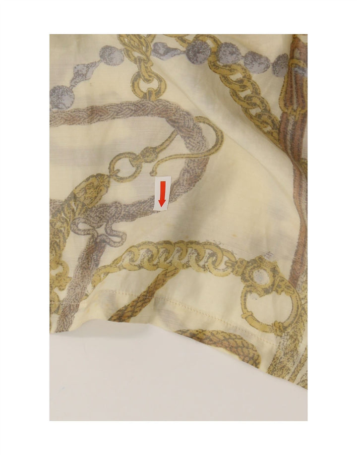 Top camicetta da donna con motivo astratto VINTAGE UK 16 grande acrilico beige