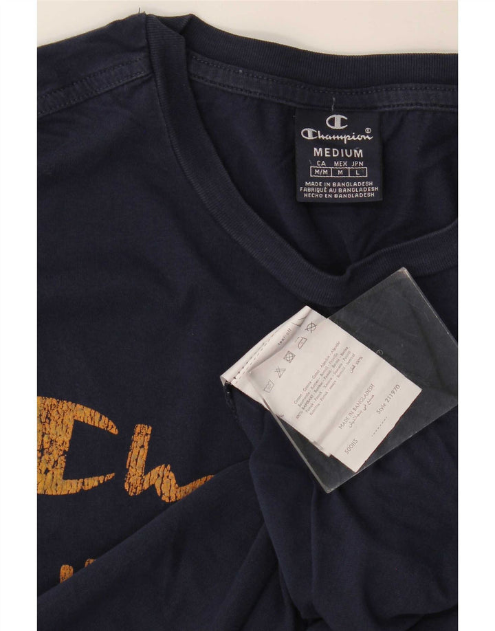 Champion Top grafico da uomo a maniche lunghe in cotone blu navy medio
