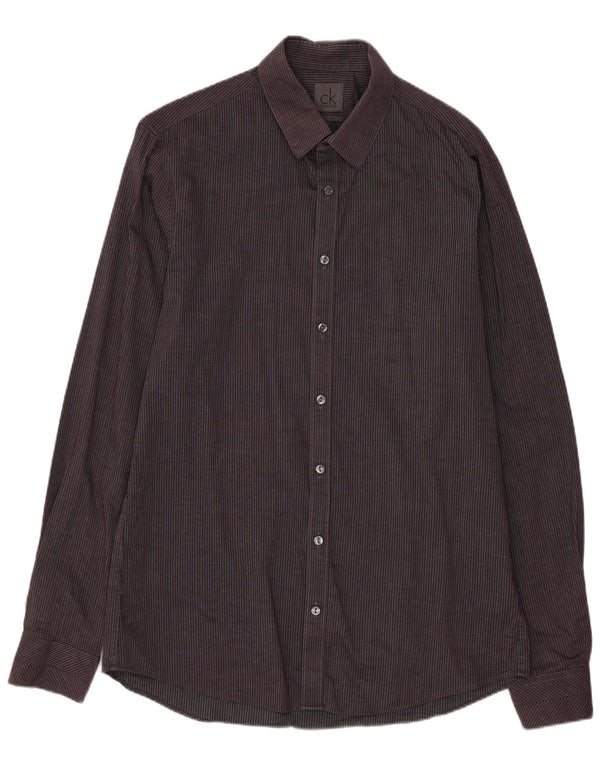 Camicia slim fit da uomo Calvin Klein taglia 39 15 1/2 gessato grigio medio