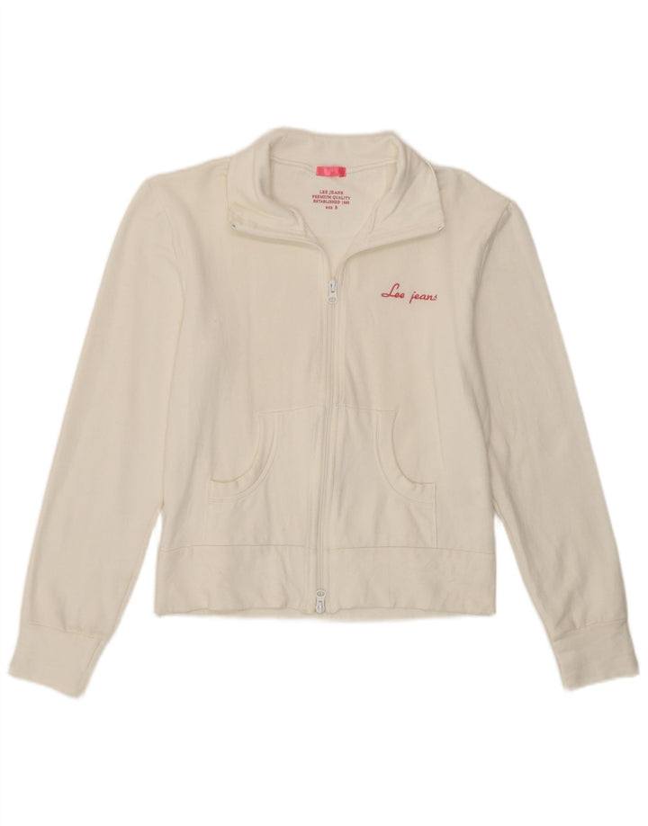 Giacca da ginnastica da donna Lee UK 10 piccola in cotone bianco