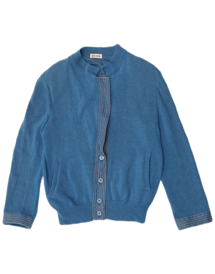 Maglione cardigan da donna vintage IT 44 lana blu medio