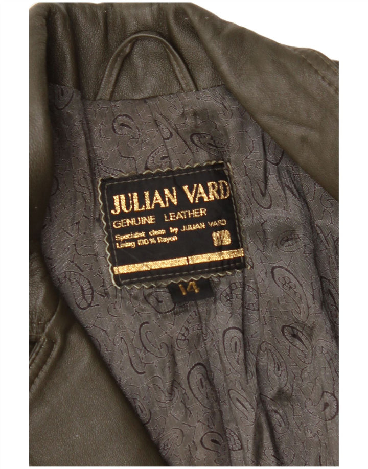 Cappotto in pelle da donna JULIAN VARD UK 14 Grande pelle verde