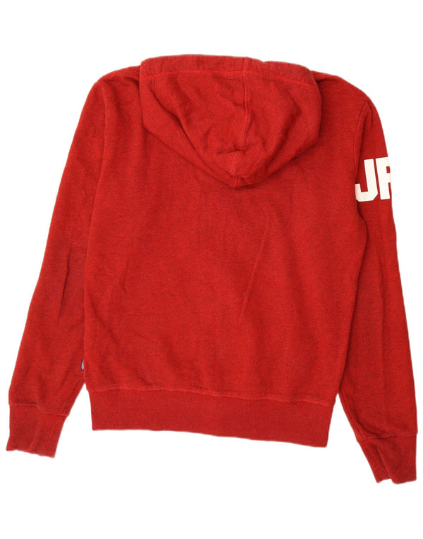 Maglione con cappuccio e zip grafica da uomo Superdry in cotone rosso medio