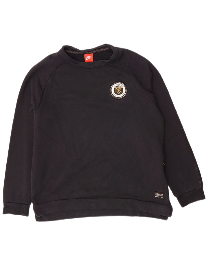 Felpa grafica Nike da uomo, maglione grande, cotone nero