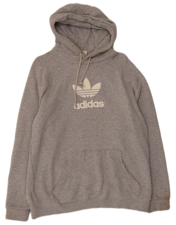 Felpa con cappuccio grafica da uomo Adidas in cotone grigio medio
