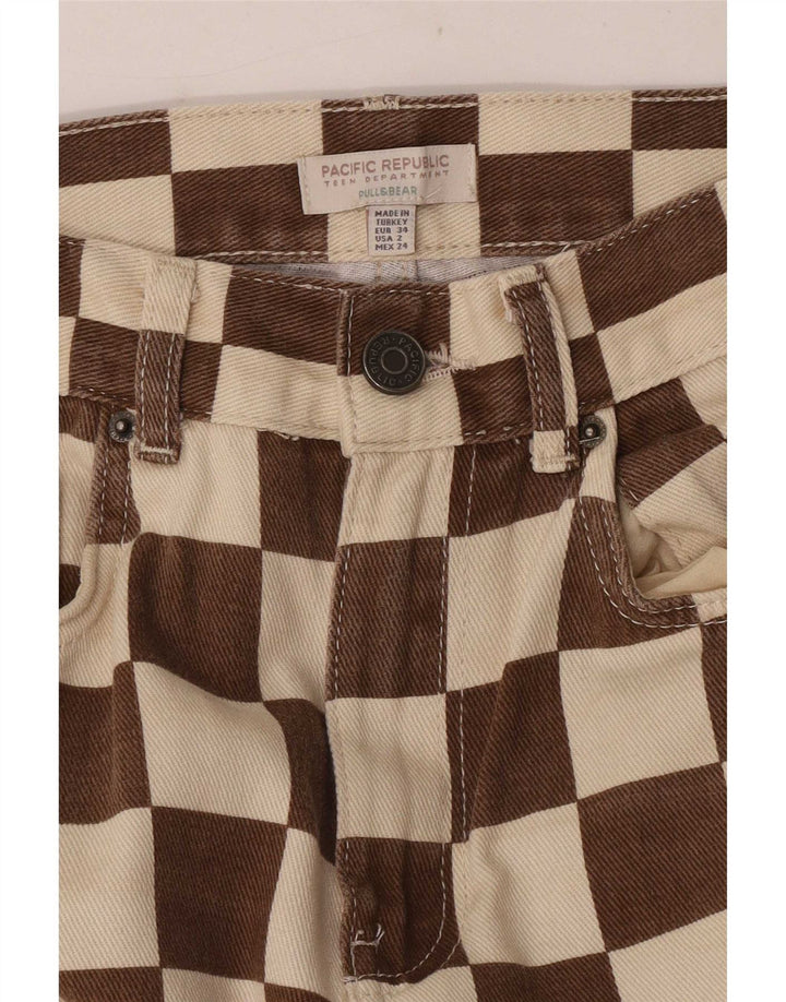 Jeans dritti da donna Pull & Bear EU 34 XS W24 L31 Marrone geometrico