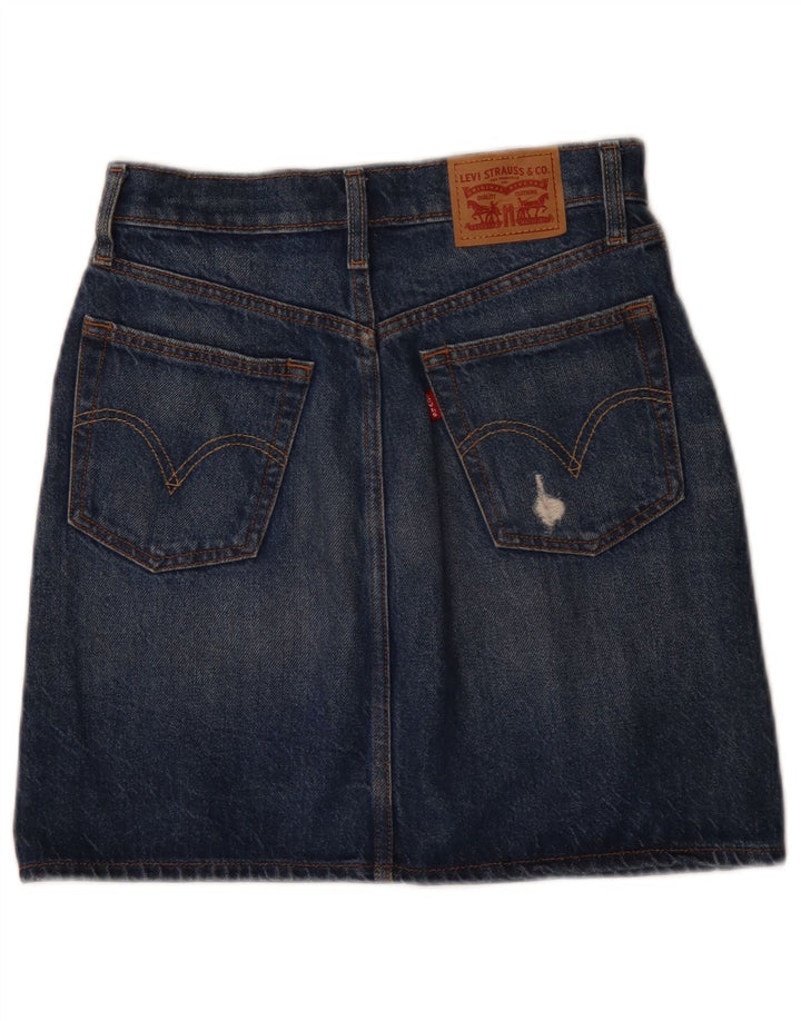 Gonna in denim invecchiato da donna Levi's W24 XS in cotone blu