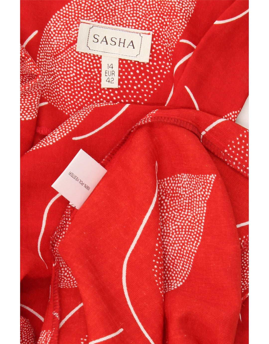 SASHA Womens Abstract Pattern Sleeveless Sheath Dress UK 14 Large Red Vintage Sasha and Second-Hand Sasha from Messina Hembry 