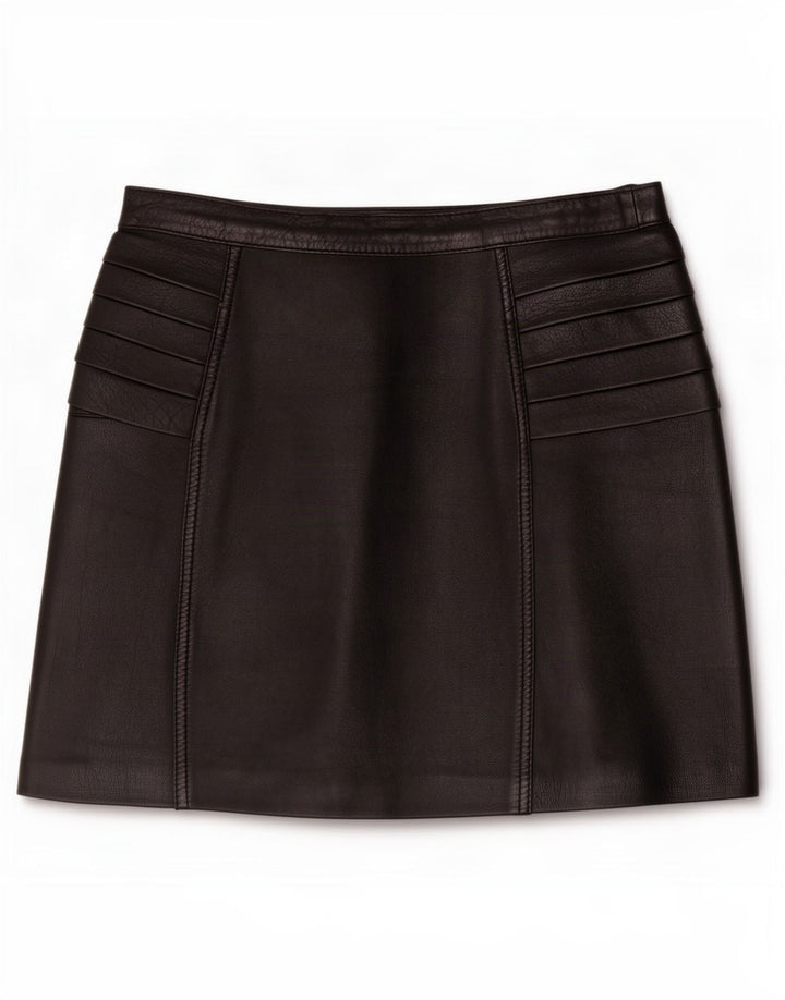 Gonna in pelle vintage da donna IT 42 media W26 nera