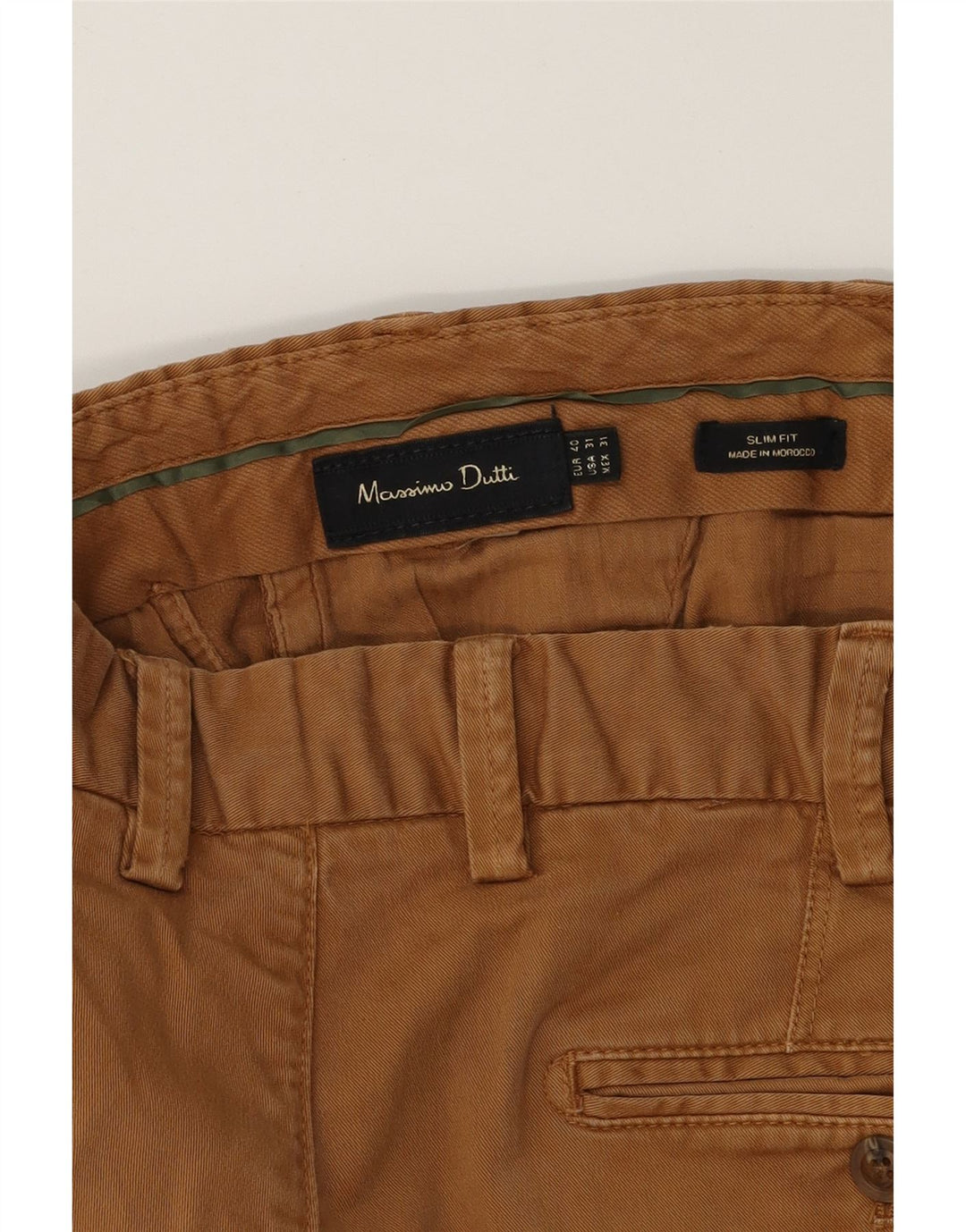 MASSIMO DUTTI Mens Slim Fit Chino Trousers EU 40 Medium W30 L32 Brown Vintage Massimo Dutti and Second-Hand Massimo Dutti from Messina Hembry 