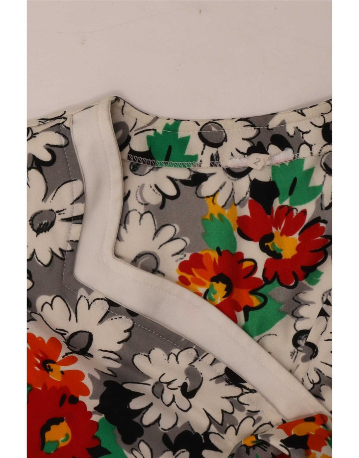 Abito tubino vintage da donna UK 14 Grande motivo floreale multicolore