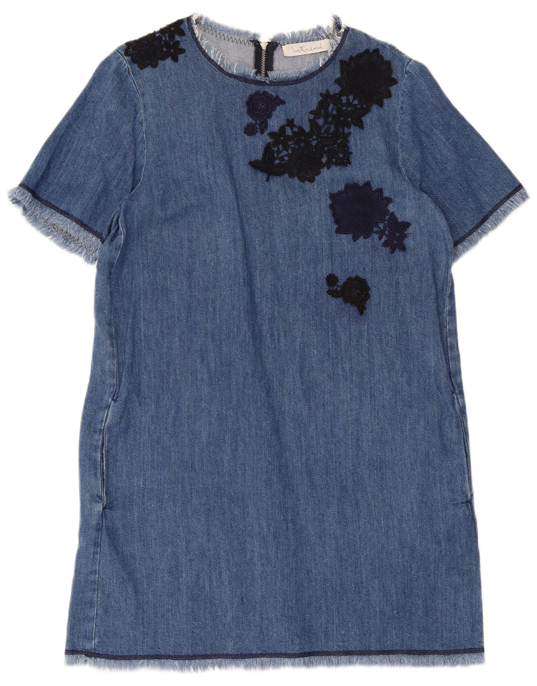Abito in denim da donna Intrend UK 14 Blu medio floreale
