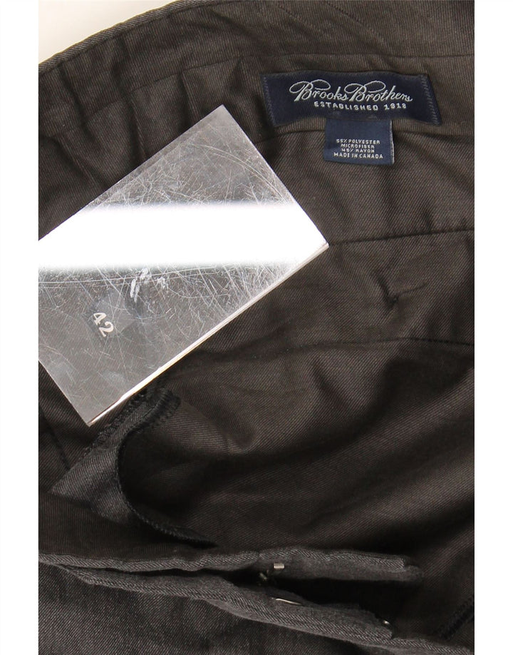BROOKS BROTHERS Mens Straight Suit Trousers W42 L33 Grey Polyester Vintage Brooks Brothers and Second-Hand Brooks Brothers from Messina Hembry 