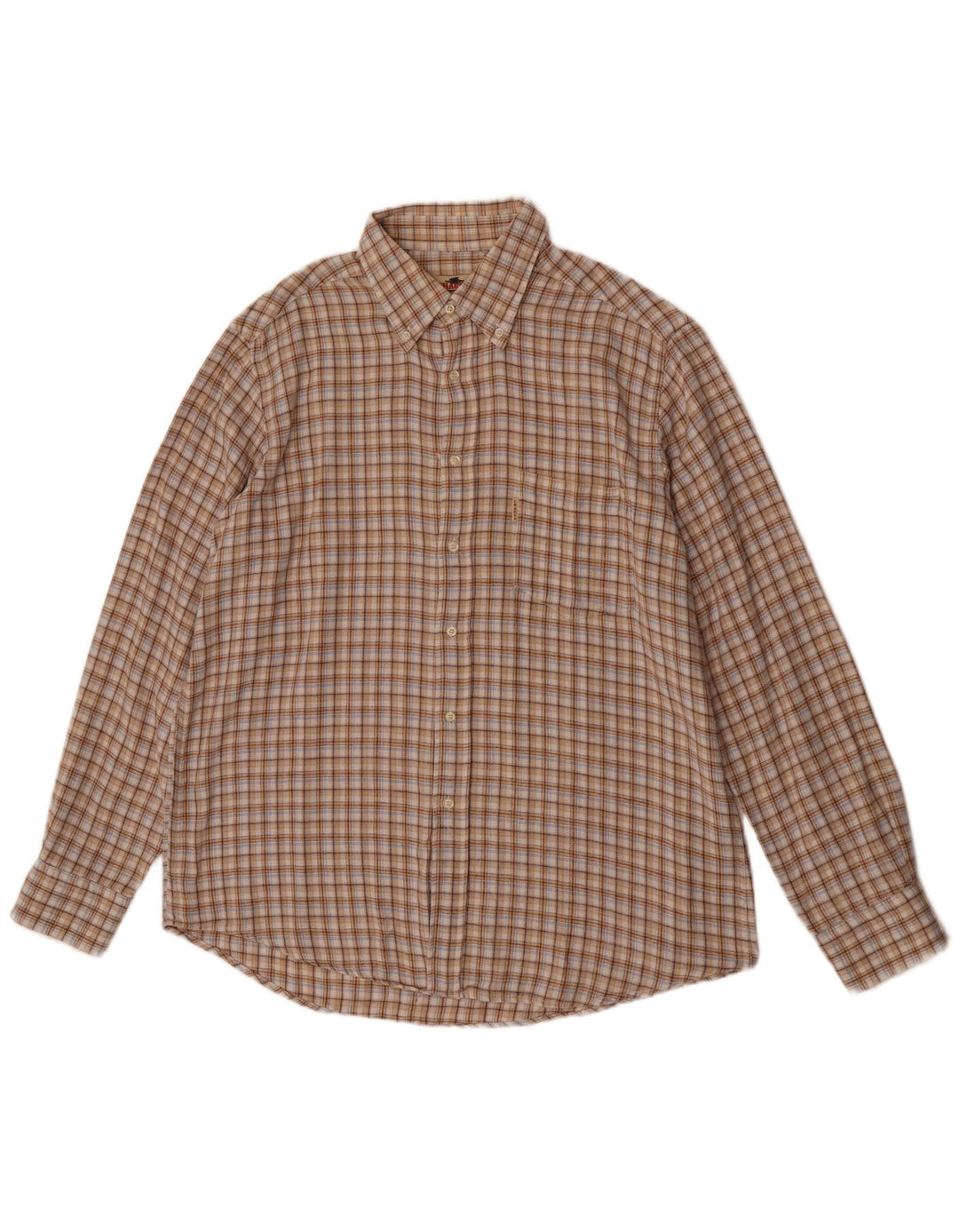 Camicia da uomo in flanella Charro XL in cotone a quadri beige