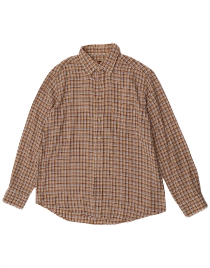 Camicia da uomo in flanella Charro XL in cotone a quadri beige