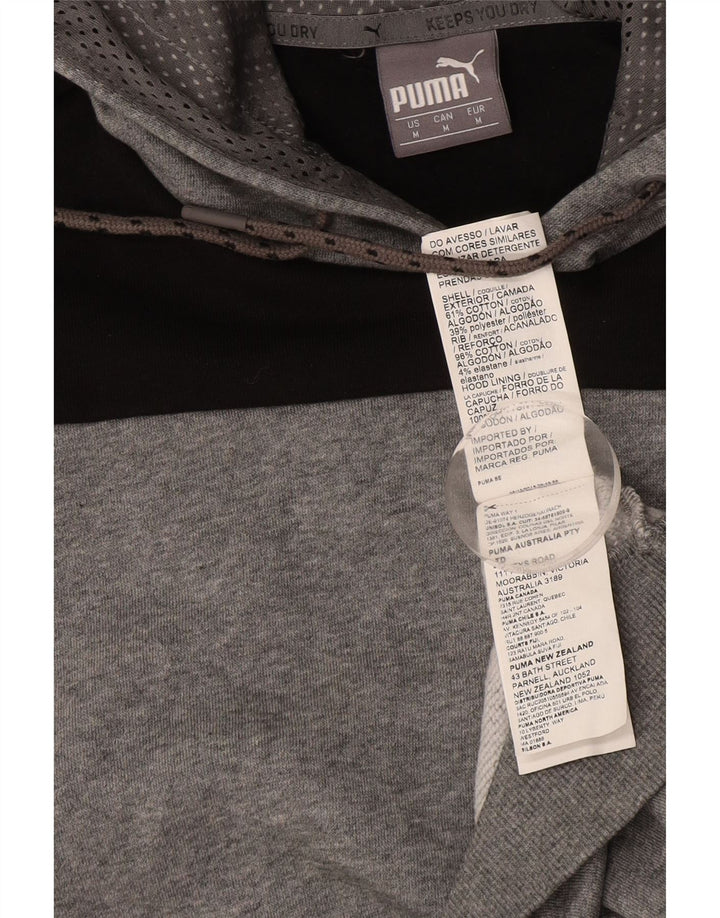Felpa con cappuccio grafica da uomo PUMA in cotone color block grigio medio