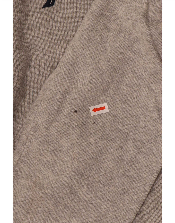 Maglione da uomo Nautica con zip e collo grande in cotone grigio