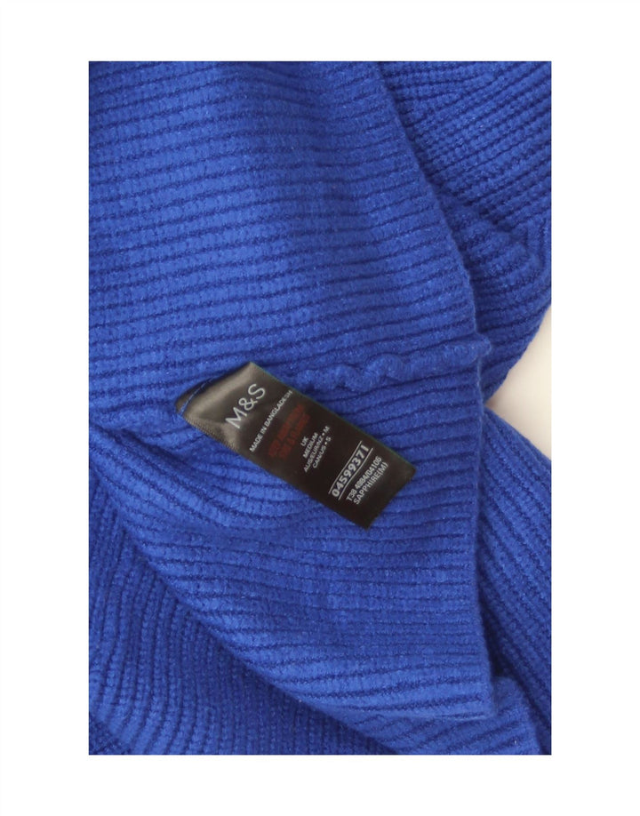 Maglione maglione a collo alto da donna Marks & Spencer UK 14 Viscosa blu medio