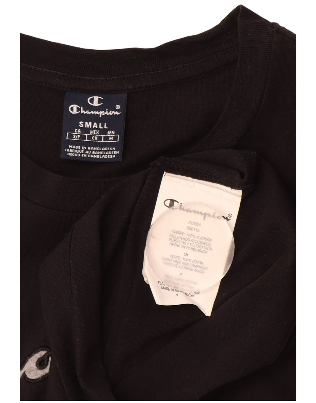 T-shirt grafica da uomo CHAMPION Top piccola in cotone nero