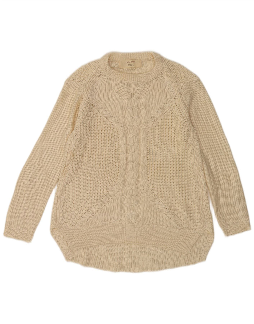 Maglione maglione con scollo a barca da donna Zara UK 10 piccolo bianco sporco