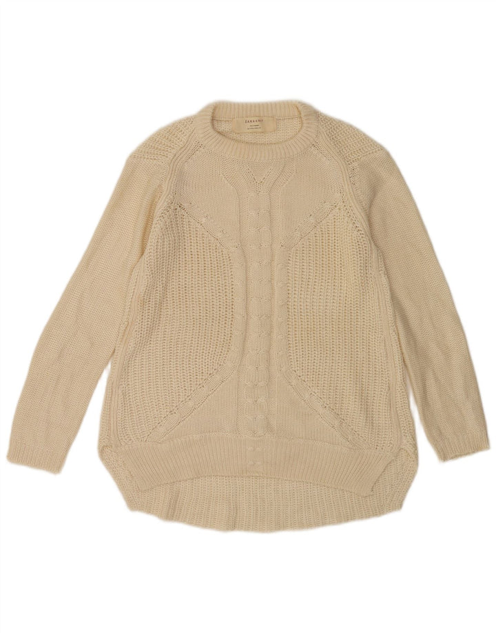 Maglione maglione con scollo a barca da donna Zara UK 10 piccolo bianco sporco