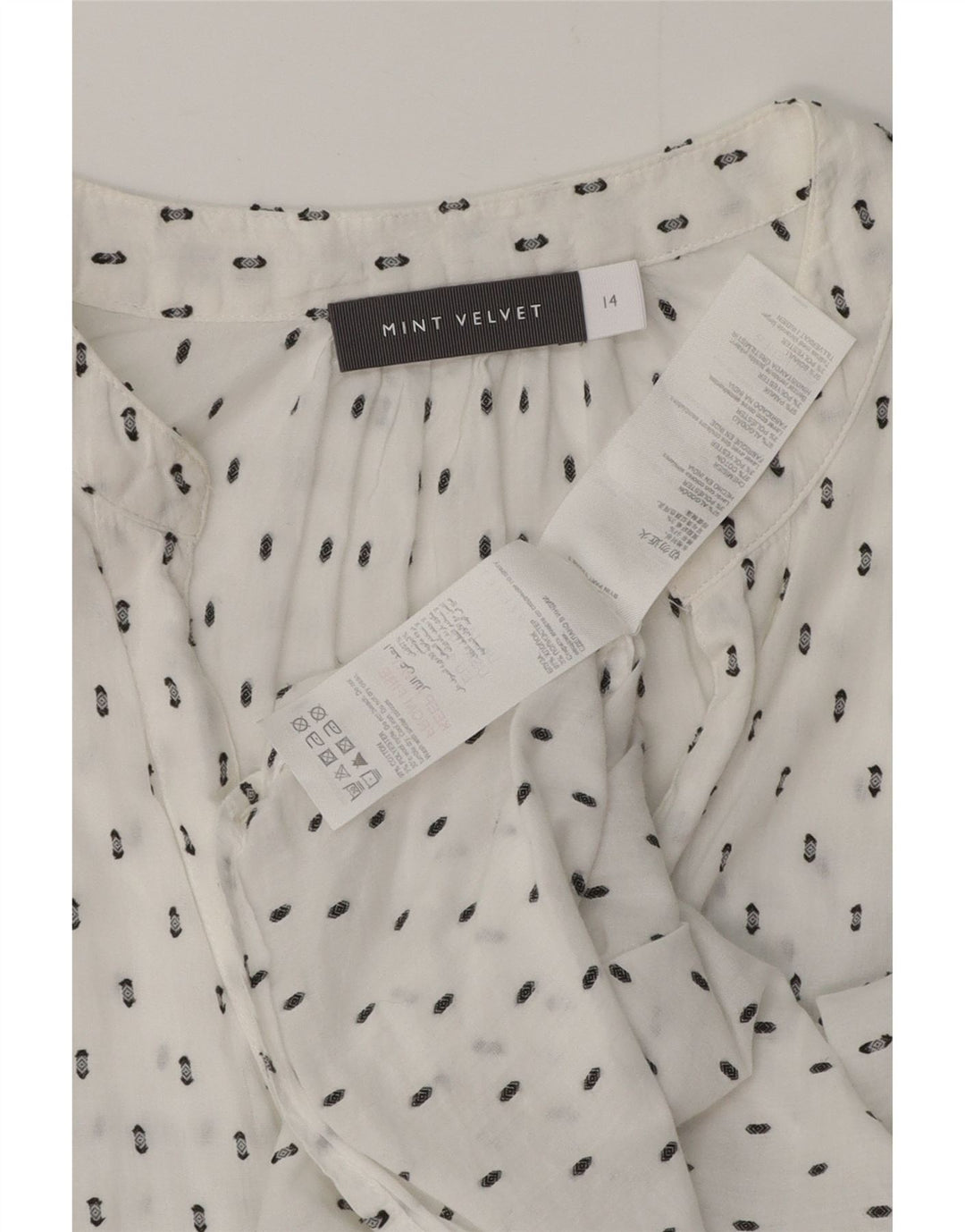 MINT VELVET Camicetta con grafica da donna UK 14 Grande cotone floreale bianco