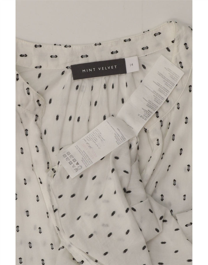 MINT VELVET Camicetta con grafica da donna UK 14 Grande cotone floreale bianco
