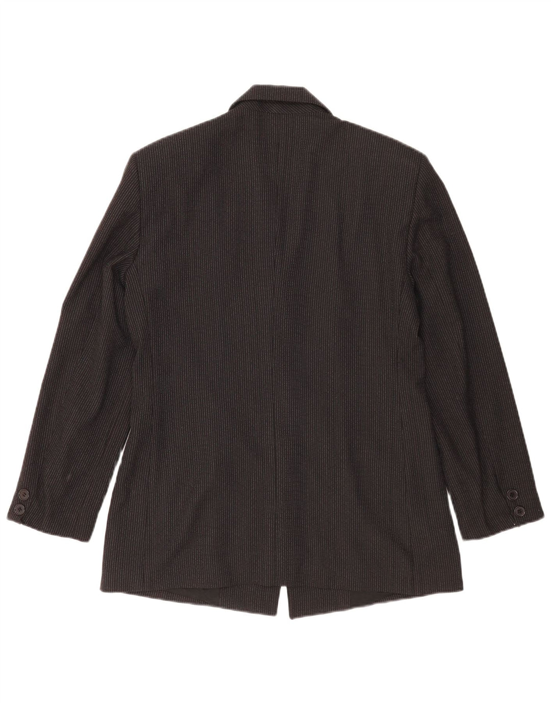 Giacca Blazer a 3 Bottoni da Donna Benetton IT 46 Gessato Grande Nero