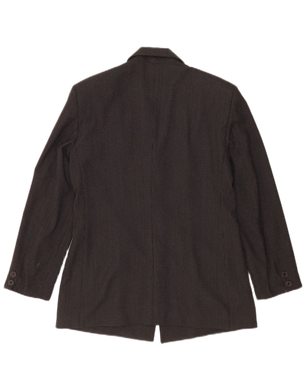 Giacca Blazer a 3 Bottoni da Donna Benetton IT 46 Gessato Grande Nero