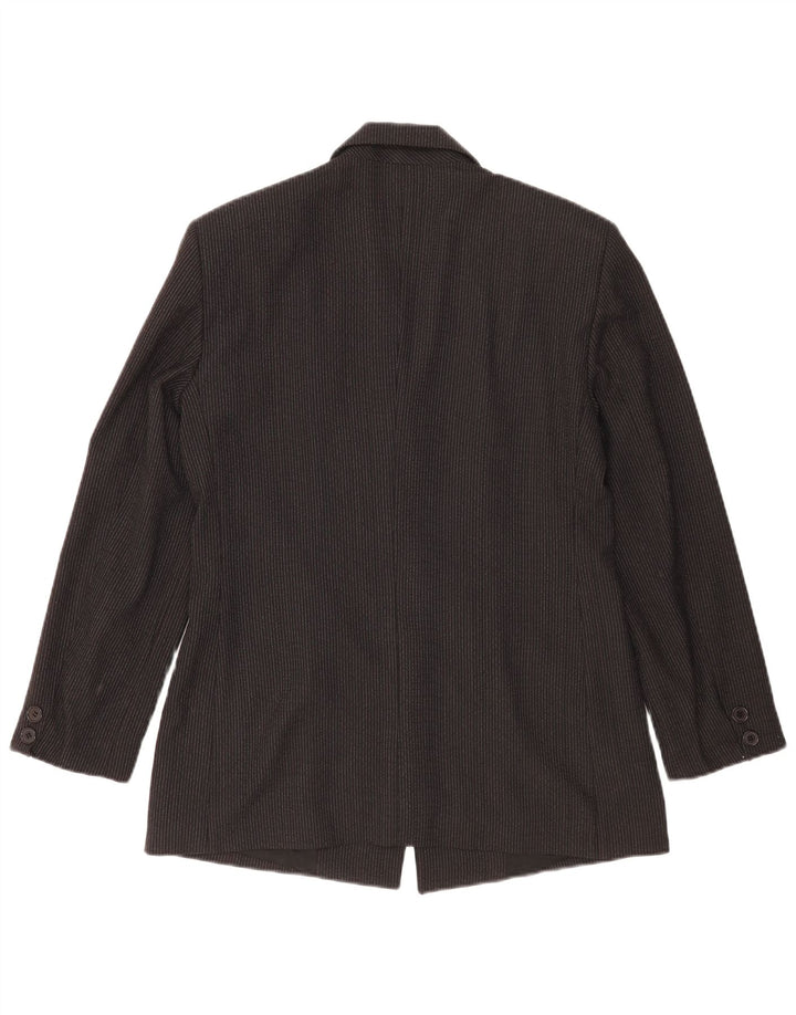 Giacca Blazer a 3 Bottoni da Donna Benetton IT 46 Gessato Grande Nero
