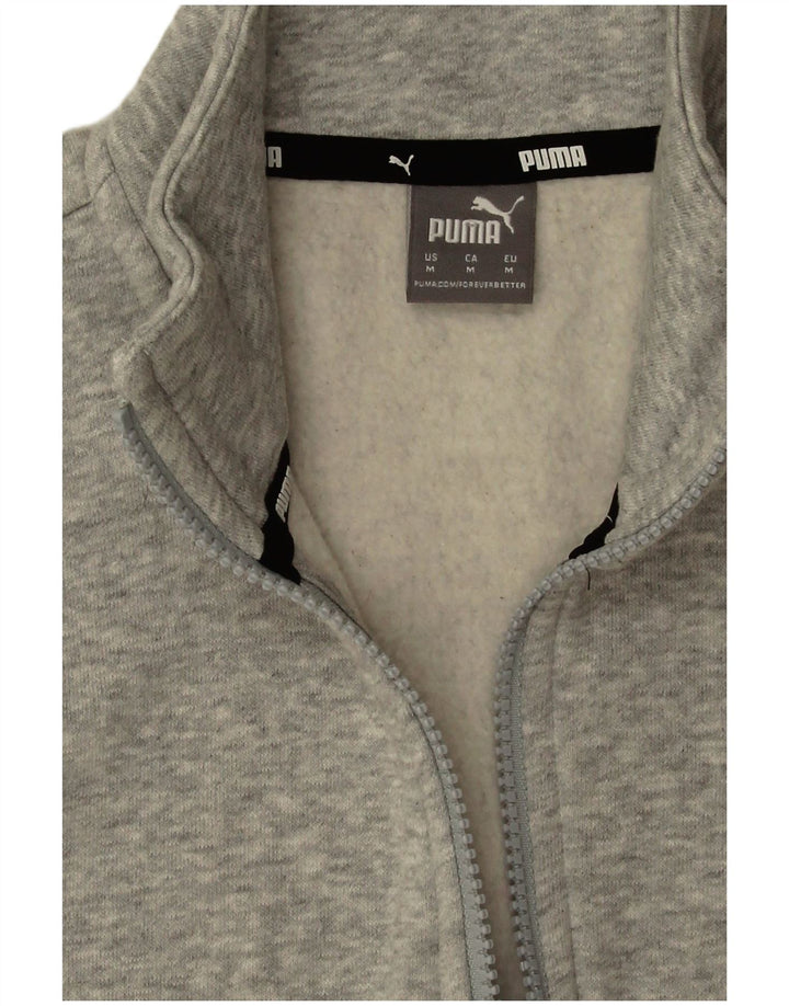 Felpa da donna con collo con zip Puma, maglione UK 14, cotone grigio medio