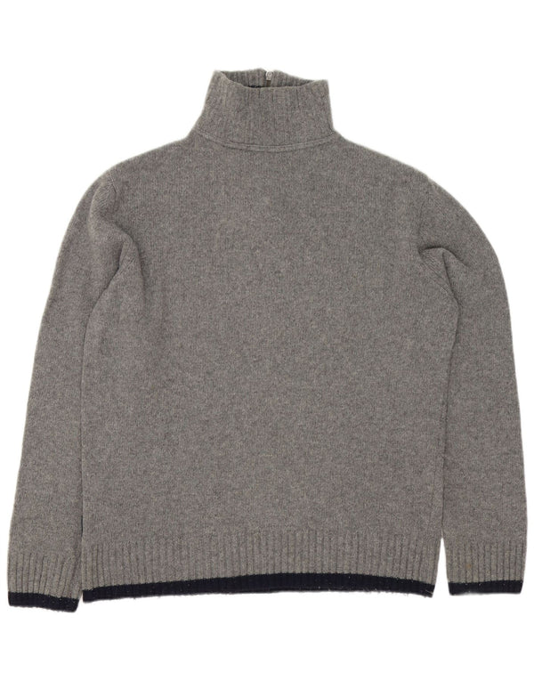 Woolrich Mens Graphic Zip Neck Jumper Sweater XL Grey Wool