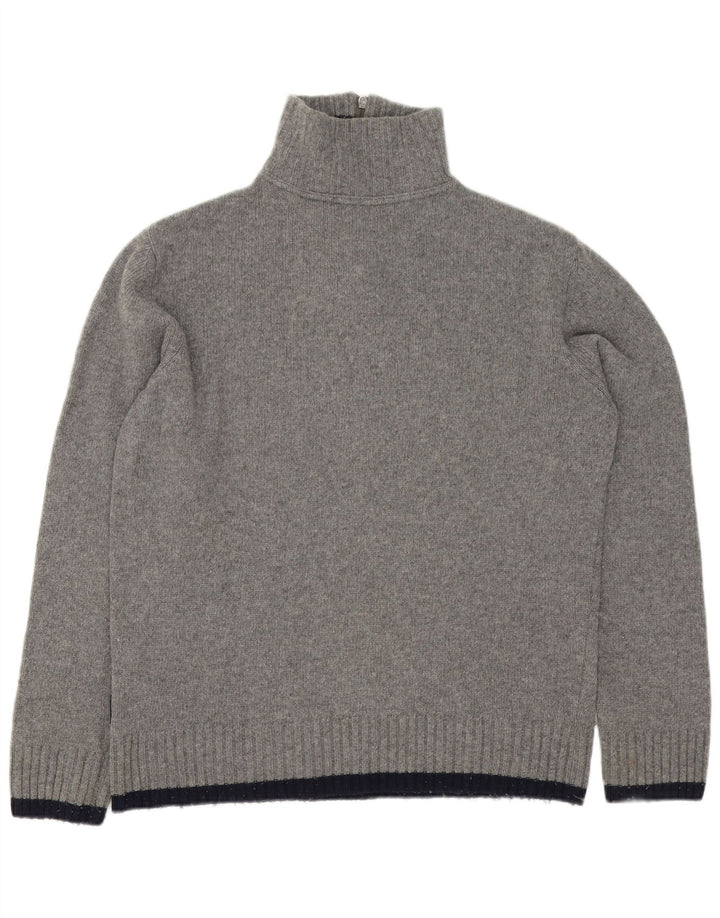 Maglione da uomo Woolrich con zip grafica e collo XL in lana grigia