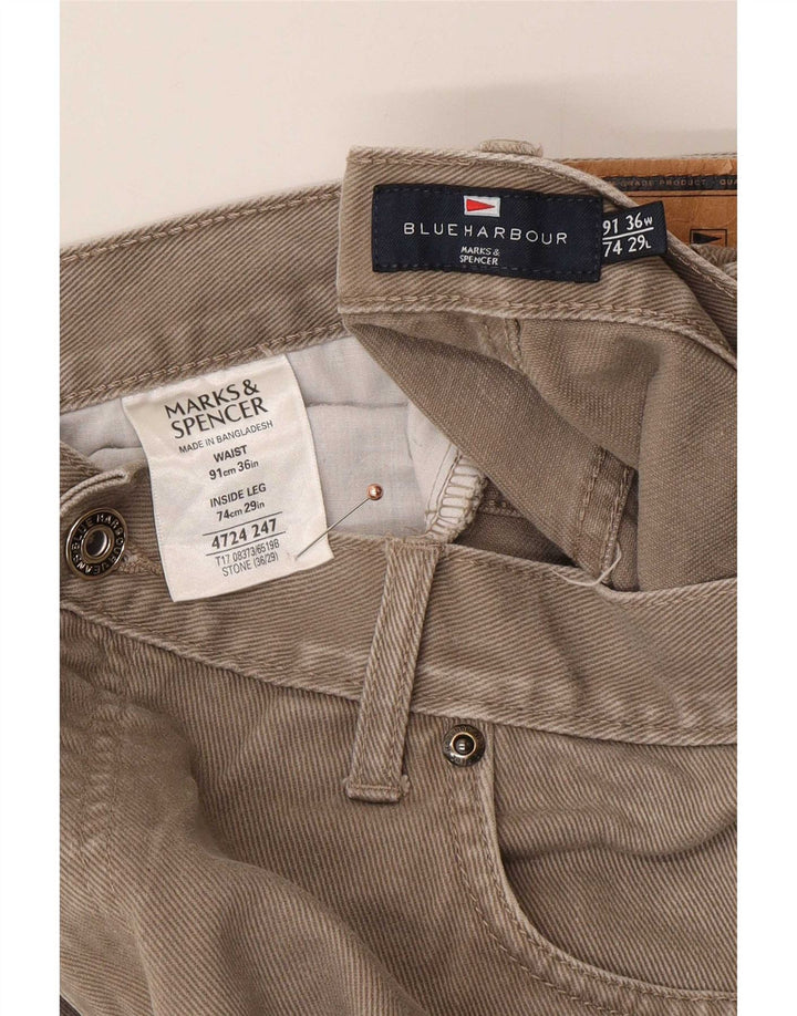 Jeans dritti da uomo Marks & Spencer blu Harbour W36 L29 cotone beige