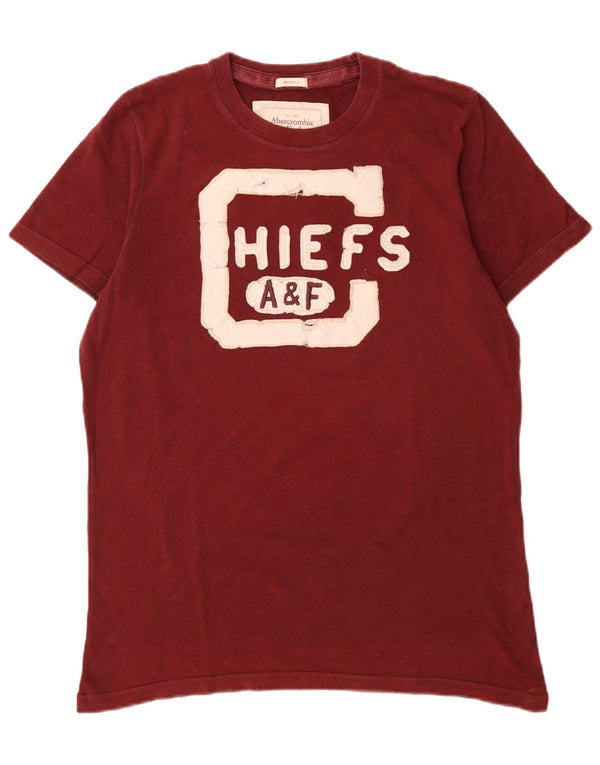 Abercrombie & Fitch Mens Muscle Graphic T-Shirt Top Large Burgundy Cotton