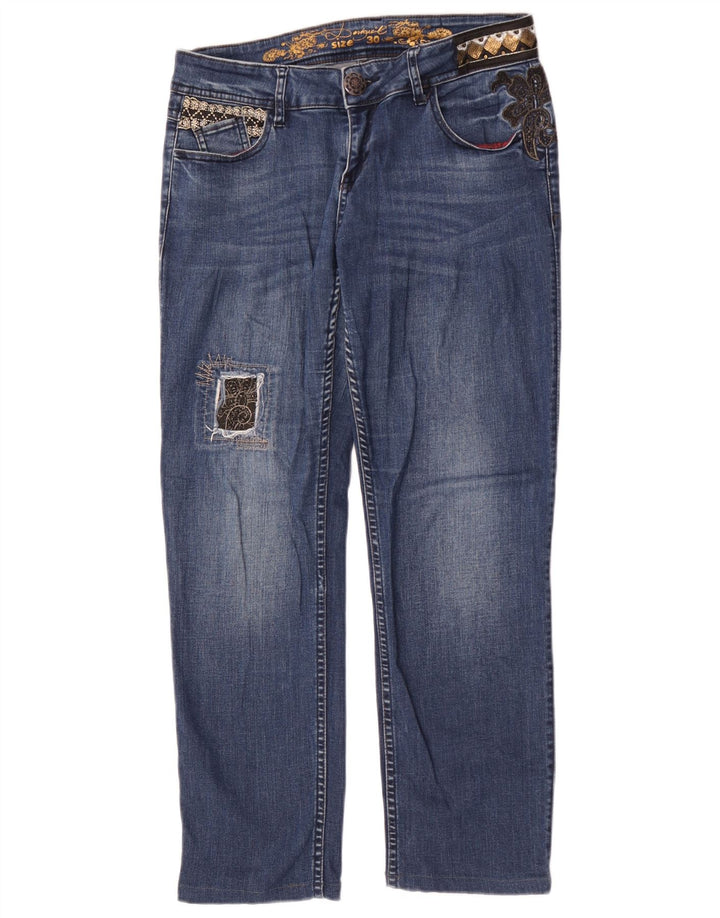 Jeans dritti grafici da donna Desigual W30 L27 cotone blu